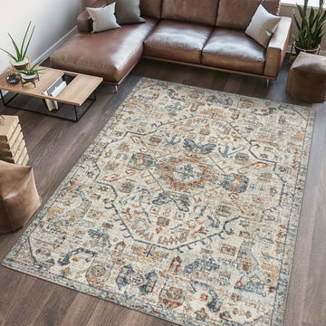 Shaemus Bohemian Medallion Low-Pile Machine-Washable Area Rug